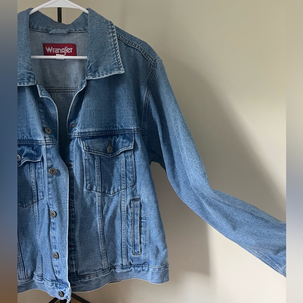 Wrangler Demin Blue Jean Jacket Men’s XL Botton Up - Picture 2 of 6
